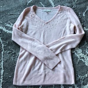 Pink sweater with pearl decor